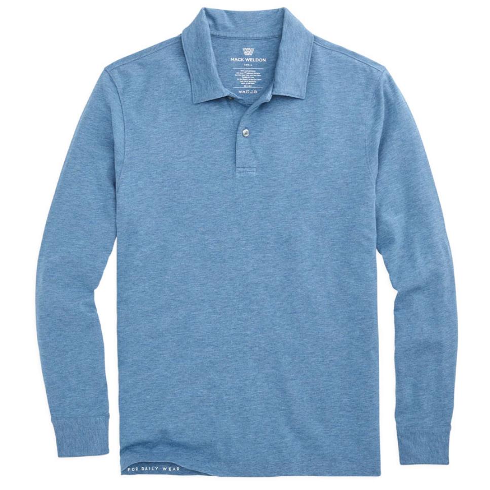 Mack Weldon Men's Silver Long Sleeve Polo